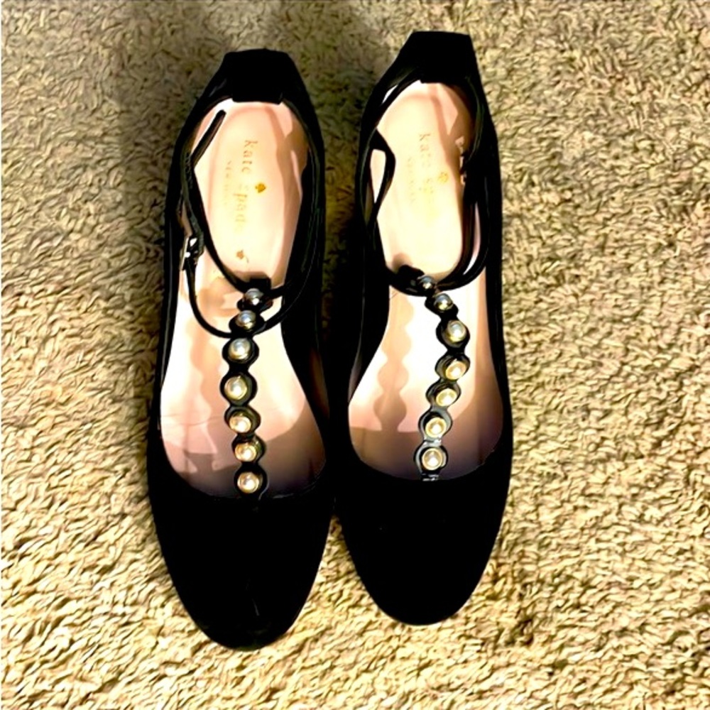 Kate Spade Stunning Galewood black suede T-strap mary jane